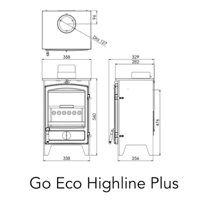 Charlton & Jenrick Go Eco High Line 5kw Plus Multifuel Stove - Dimensions