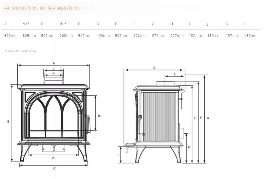 Stovax Huntingdon 30 Tracery Door Wood Stove