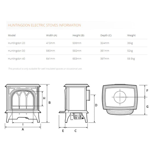 Gazco Huntingdon 20 Clear Door Electric Stove