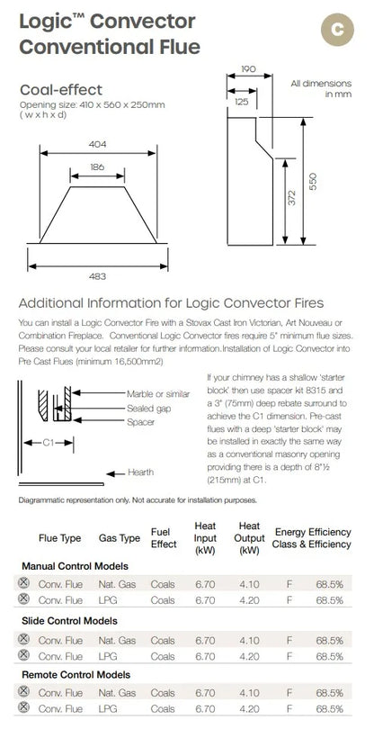Logic Convector Conventional Flue Dimensions