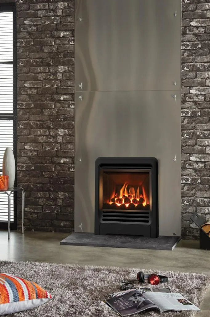 Logic HE conventional flue fire with coal-effect and Beat front.