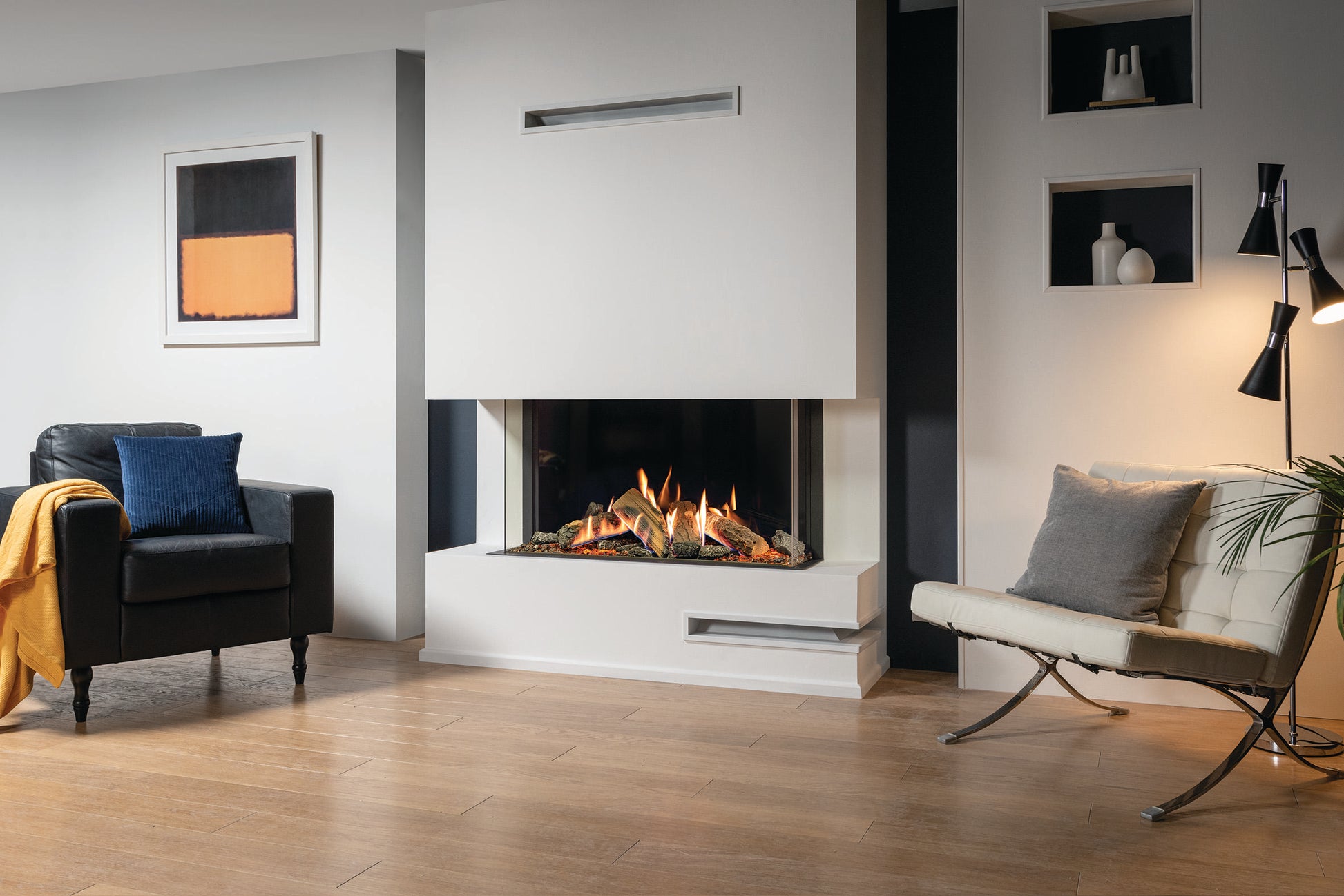 Gazco Reflex 105 Black Glass Multi-Sided Balanced Natural Gas Fire