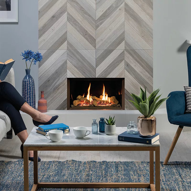 Gazco Riva2 600 Edge, Conventional Flue, Black Glass Lining, LPG Gas Fire