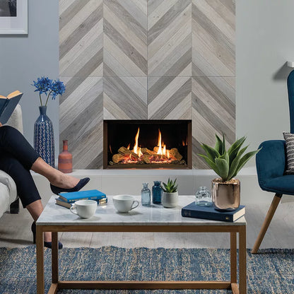 Gazco Riva2 600 Edge, Conventional Flue, Black Glass Lining, LPG Gas Fire
