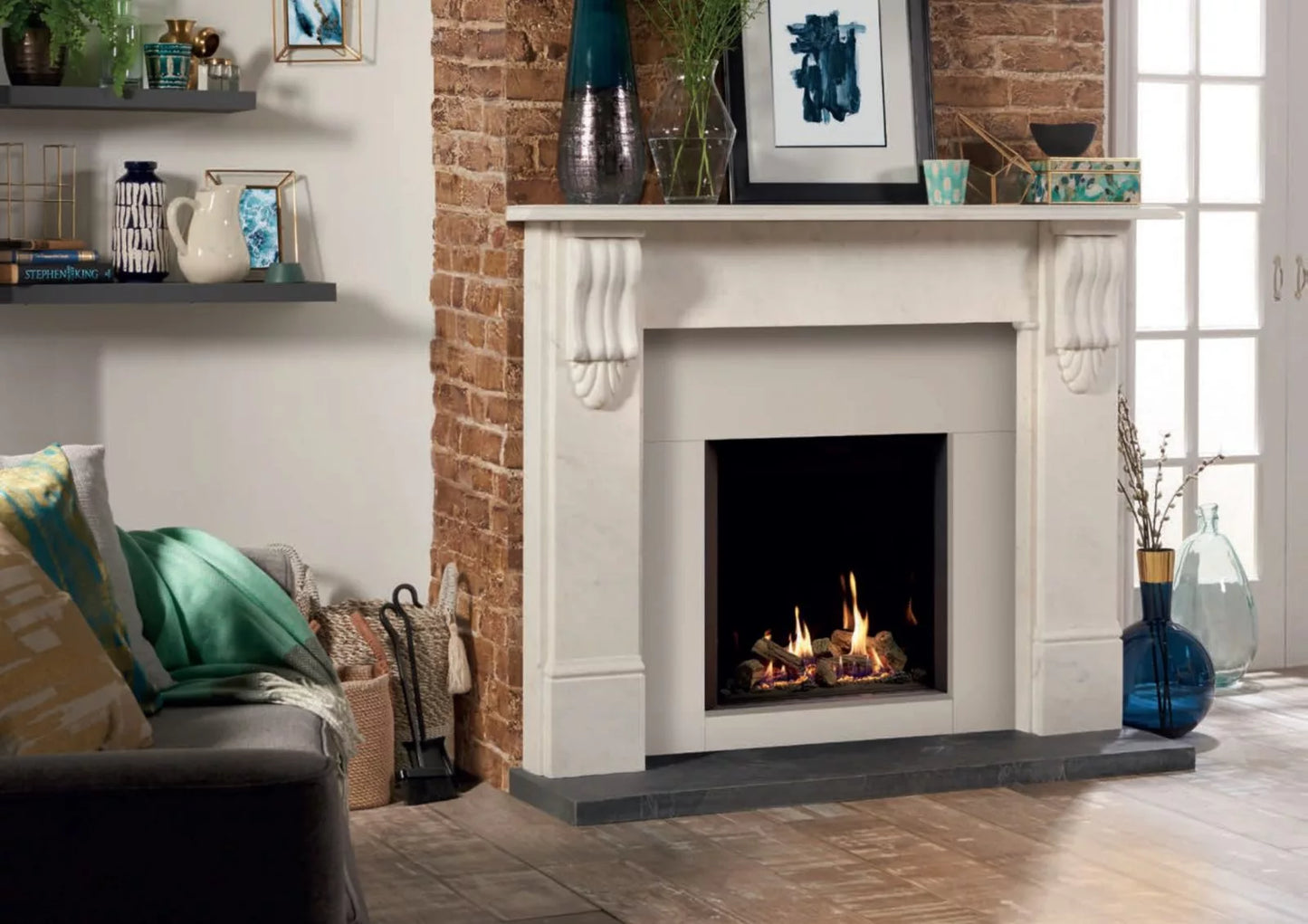 Gazco Riva2 600HL Brick Effect Conventional Flue Natural Gas Fire