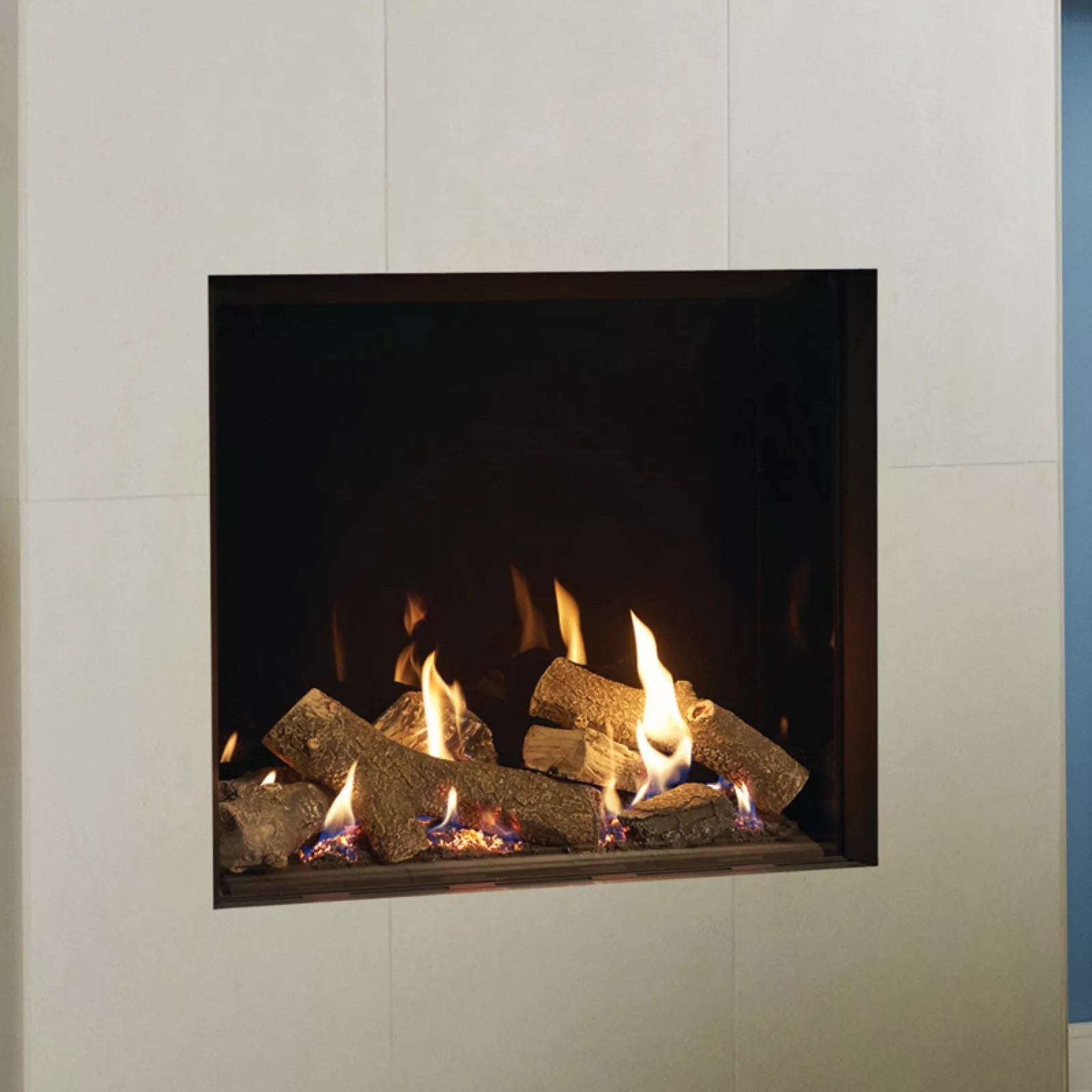 Gazco Riva2 750HL, Balanced Flue, Natural Gas, Black Reeded Lining, Gas Fire