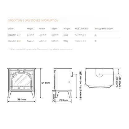 Gazco Stockton 5 Coal Effect Conventional Flue Natural Gas Stove