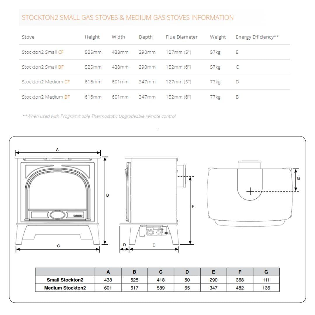 Gazco Small Stockton2 Conventional Flue Natural Gas Stove