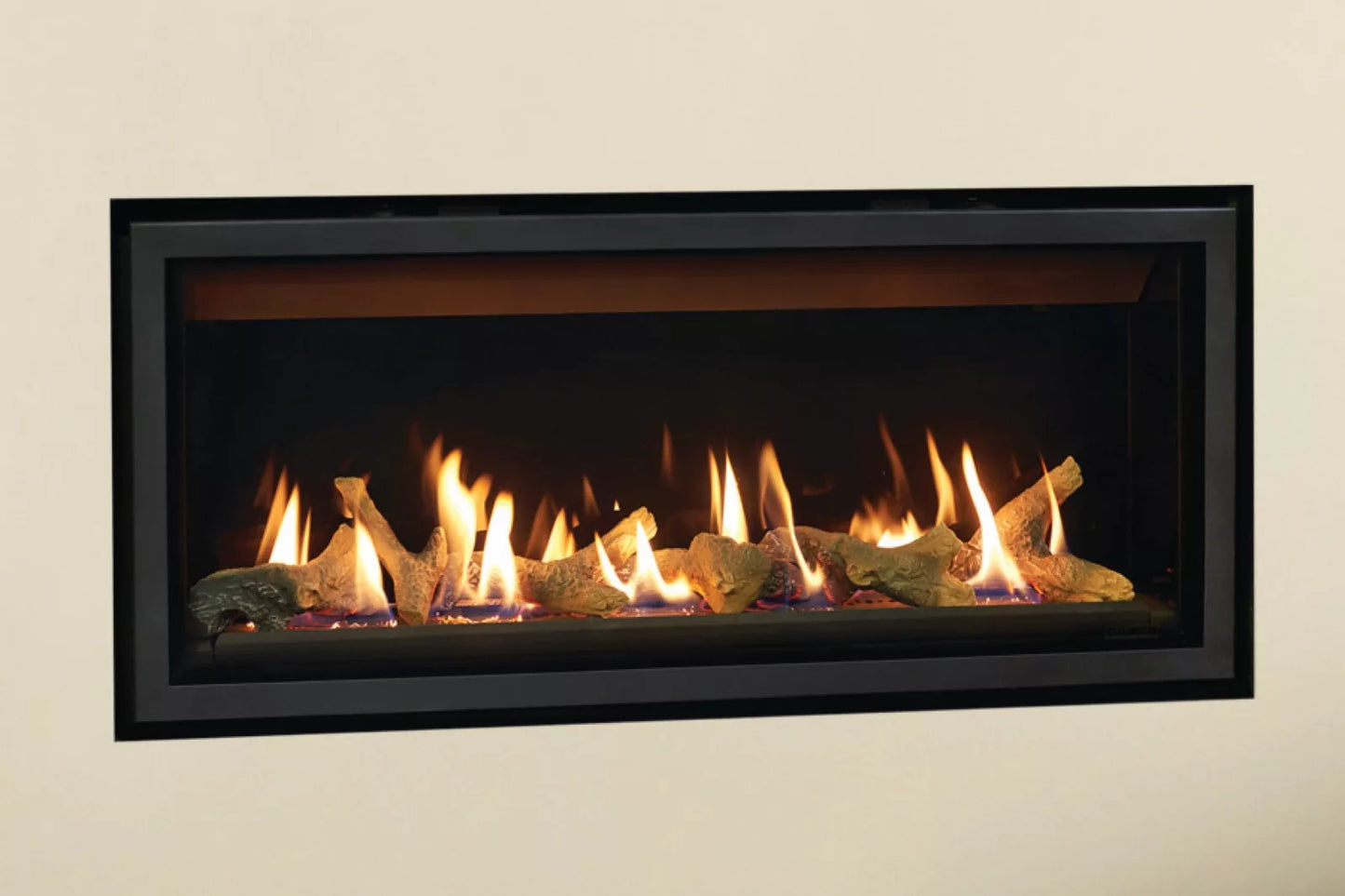 Gazco Studio 2 Slimline Glass Fronted Gas Fire, Balanced Flue, LPG, White Stones and Brick Effect Lining