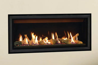 Gazco Studio 2 Slimline Glass Fronted Gas Fire, Balanced Flue, LPG, White Stones and Brick Effect Lining