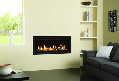 Gazco Studio 1 Slimline Black Glass Log Balanced Flue Natural Gas Fire