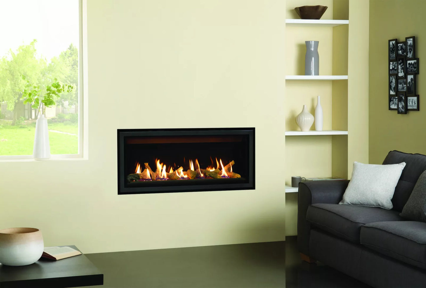 Gazco Studio 2 Slimline Black Glass Balanced Flue Natural Gas Fire
