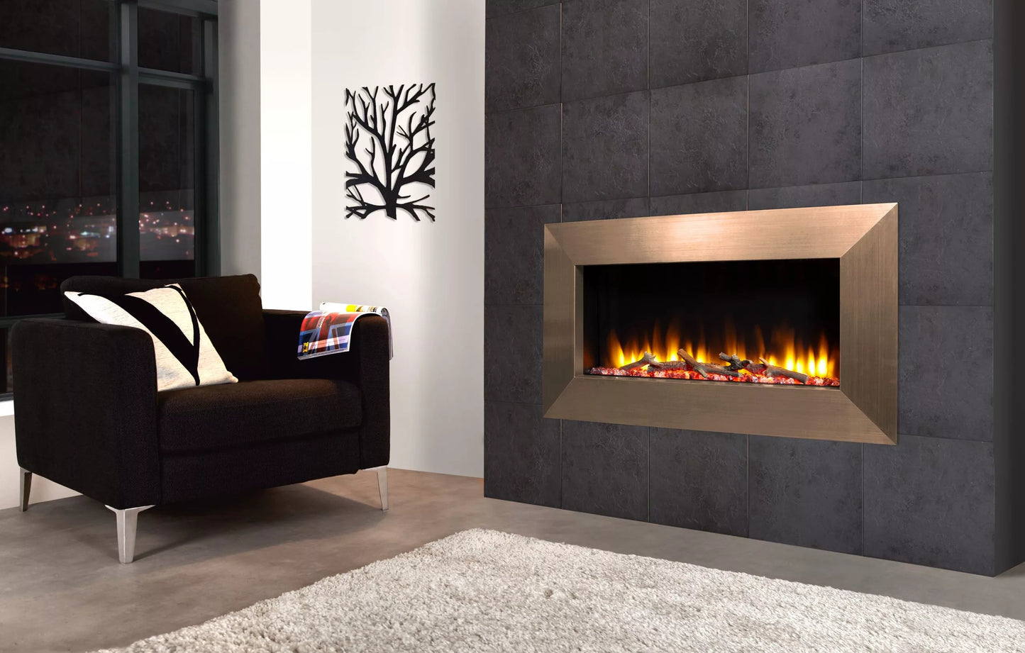 Celsi Ultiflame Ultra Instinct 33″ Wall Inset Electric Fire in Champagne