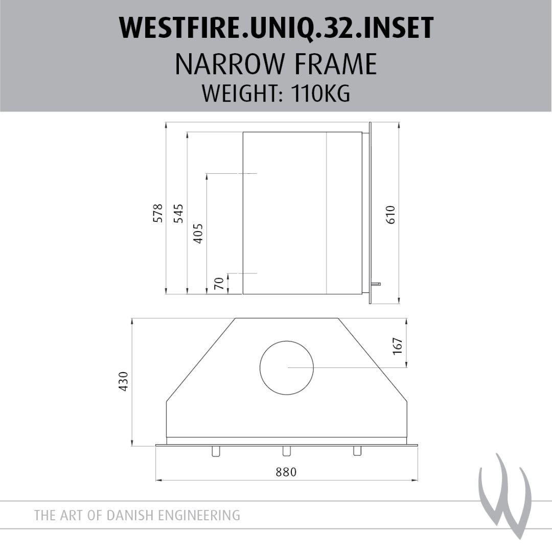 Westfire Uniq 32 SE Glass Narrow Inset Wood Stove