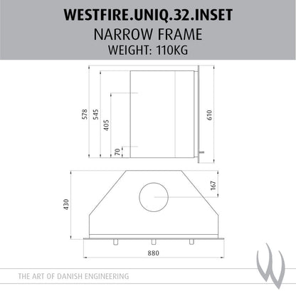 Westfire Uniq 32 SE Glass Narrow Inset Wood Stove