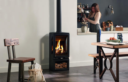Gazco Vogue Midi T Midline Black Glass Conventional Natural Gas