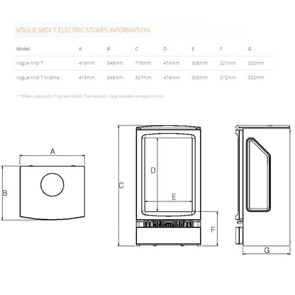 Gazco Vogue Midi T Midline 3 Sided Electric Stove