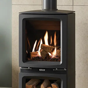 Gazco Vogue Midi Midline Black Glass Balanced Natural Gas Stove