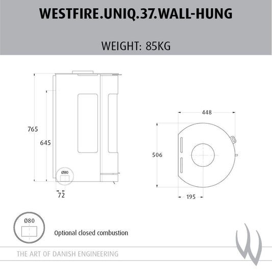 Westfire Uniq 37 SE Wall Hung Closed Combustion Wood Stove