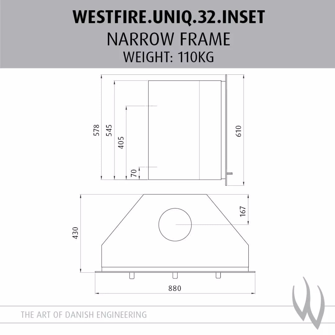 Westfire Uniq 32 Glass Narrow Inset Wood Stove