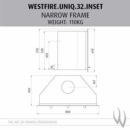 Westfire Uniq 32 Glass Narrow Inset Wood Stove