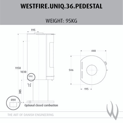 Westfire Uniq 36 SE Pedestal Wood Stove