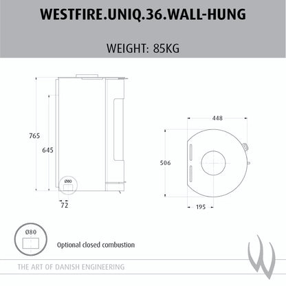 Westfire Uniq 36 SE Closed Combustion Wall Hung Wood Stove