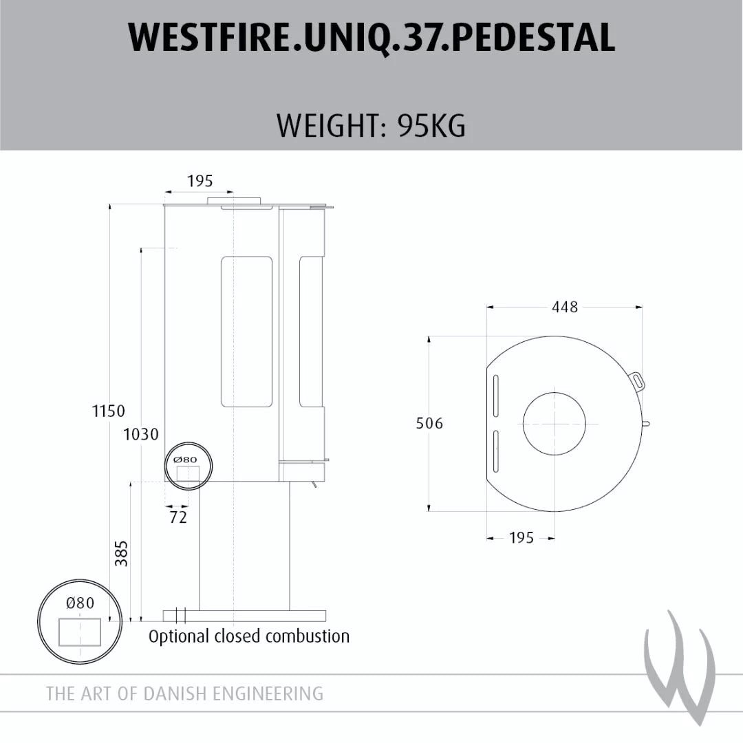 Westfire Uniq 37 Pedestal Dimensions