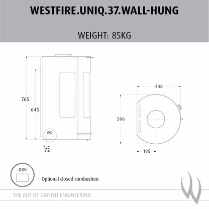 Westfire Uniq 37 Wall Hung Dimensions