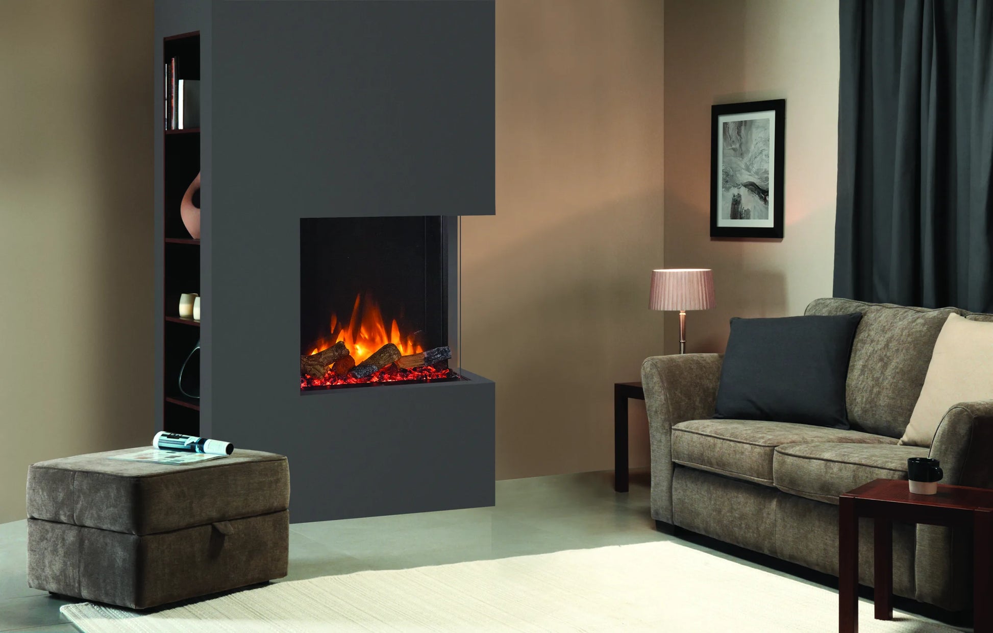 eReflex 55RW with Oak Log-effect shown as two-sided installation