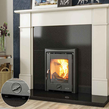 Henley Stoves Muckross 4.6kW multi fuel stove with black finish and cast iron door