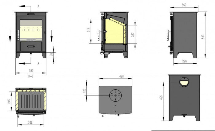 Henley Stoves Redwood Eco 5kW Multi Fuel (Eco)